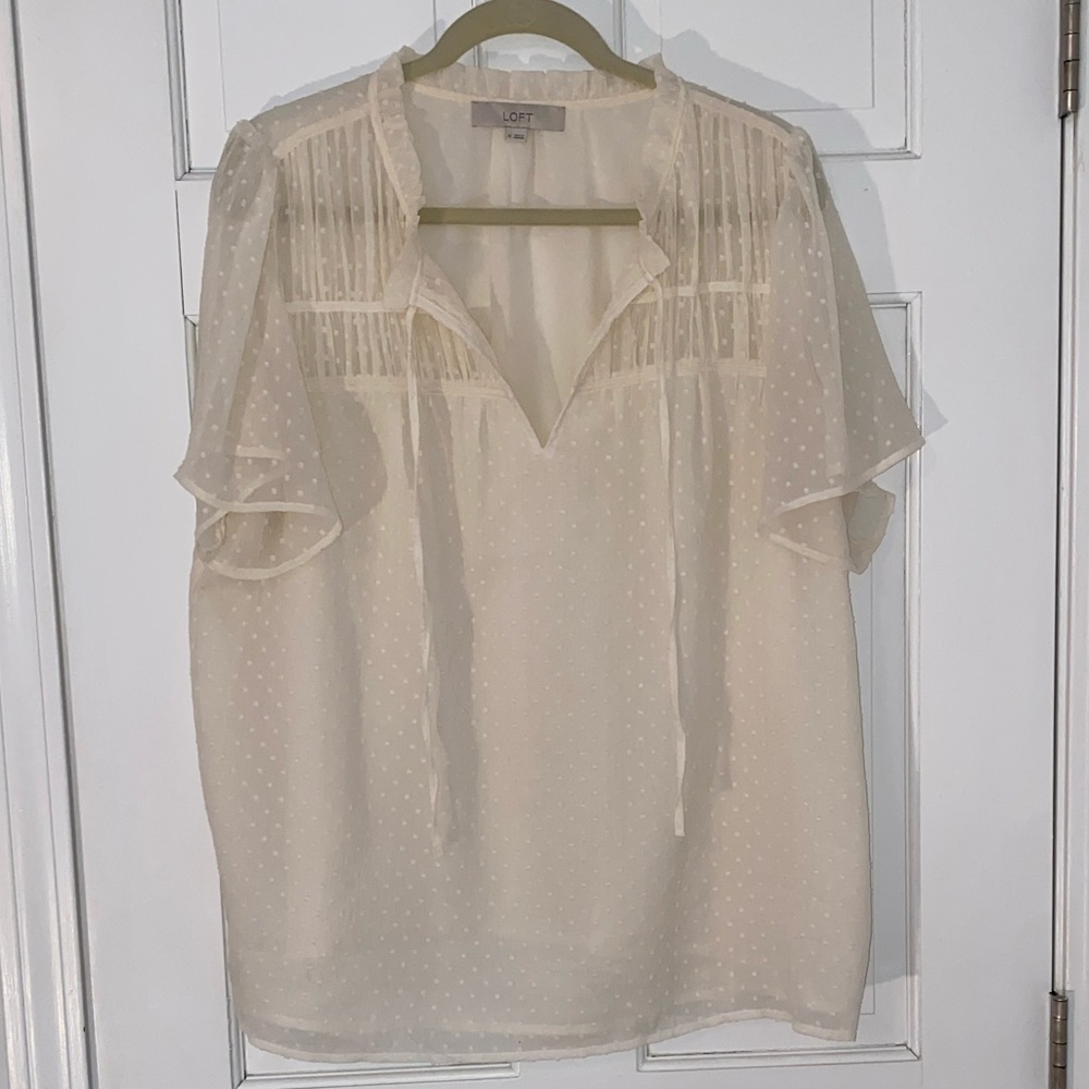 LOFT Cream Blouse with Textured Design